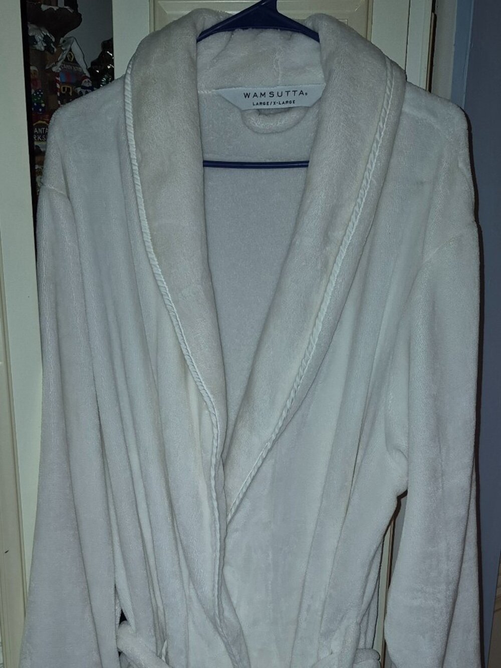 Wamsutta Ultra Plush Fleece Bathrobe Robe Solid Ivory Women's Size L/XL Soft EC